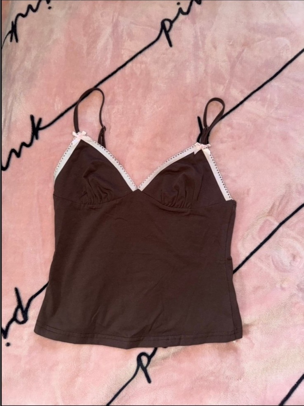 Edikted Brown and Pink Top w Bows Sz Small - Picture 4 of 7